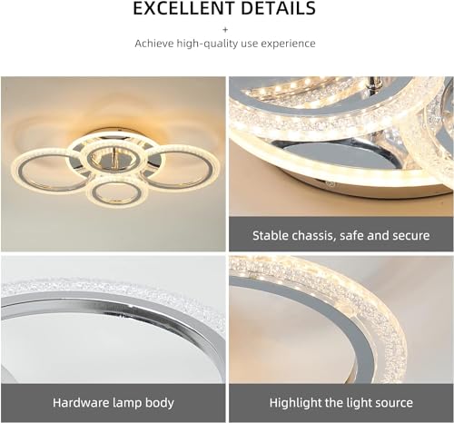 Plafonnier LED Dimmable 72W Lustre Salon Forme Fleur - 3