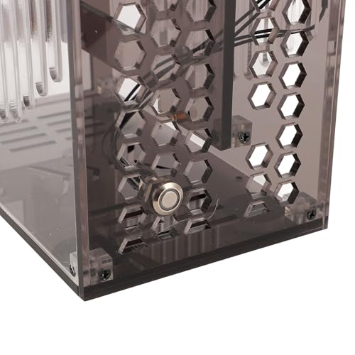 Miniatura ITX Gabinete PC Acrílico Transparente Portátil DIY para Computadora de Escritorio 360 Grados Diseño de Flujo de Aire Hueco para Entretenimiento en Casa y Juegos con Control de Temperatura 23x20.5x12cm (Negro) miniatura 6