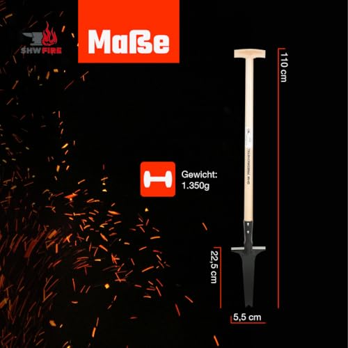 Foto von SHW-FIRE Unkrautstecher Profi mit 82cm Eschenholzstiel - Handgeschmiedet mit praktischem Tritt
