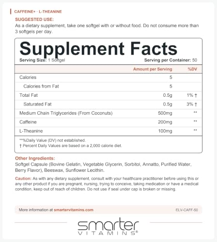 SmarterVitamins Caffeine L-Theanine Softgels