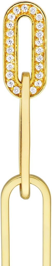 14k Yellow Gold .25tcw Diamond Trim Paper Clip Long Drop Dangle Earrings Clip on Earring for Women
