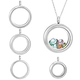 Beebeecraft 1 Caja de 4 Colgantes de Medallón de Acero Inoxidable Planos Redondos de Cristal para Marcos de Fotos Colgantes de Cristal Medallones Flotantes con Memoria para Hacer Joyas Collares Y