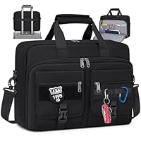 RAINSMORE Tactical Laptop Bag 15.6 Inch Laptop Briefcase Men Business Computer Bag Large Laptop Case Waterproof Military Shoulder Messenger Bag Work Office Travel, Black