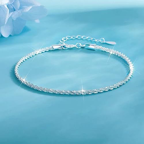 Silver Link Bracelet, Silver Adjustable Chain Bracelets, Dainty Sparkle Chain Bracelet Jewelry for Women2