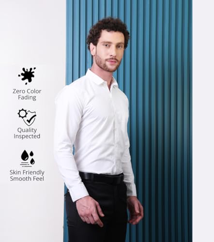 Image of CONTRARY Men's Pure Cotton Solid Stylish Casual & Formal Wear Shirt | Stylish Regular Fit Full Sleeve Comfortable Office Party Trendy Shirt - Multi Color