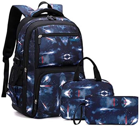 Galaxy Childrens Backpacks for Boys Middle School Bag with USB Charger, Capacity Primary Elementary Bookbags, Boys Travel Rucksack