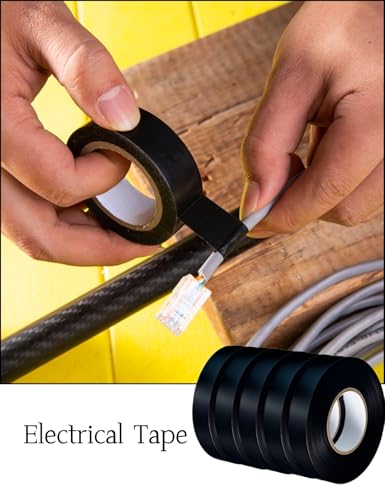 Image of 5 Pack Electrical Tape,3 /5-inch by 60-ft 600V PVC Rubber Based Glue High Sticky Universal Adhesive Tape for All Weather in Family DIY Maintenance Electrical Automobiles and Equipment