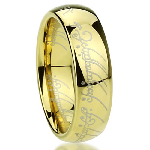 DoubleAccent 6MM Titanium Comfort Fit Wedding Band Laser Etched Old Letter Pattern Gold Tone Lord Rings (4 to 11)2