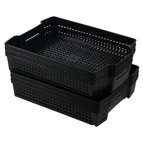 Rosebloom Plastic Stackable Storage Tray Baskets, Plastic Paper Tays, 6 Packs