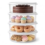 Evelots 4-Pack 10-Inch Airtight Food Storage Container with Lid - Portable Carrier for Pies, Cakes, Cupcakes & More - BPA-Free Clear Plastic - Secure & Easy Transport