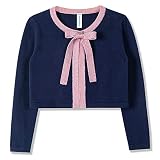 Benito & Benita Girls Cardigan Button Up with Bow Toddler Sweater Cardigan Cotton Kids Dance Shawl B