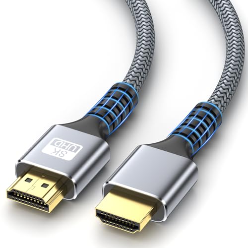 looyotul 8k Cable HDMI 1m ultra alta velocidad HDMI 2.1 Cable 8K@60HZ 4K@120HZ Línea 48 Gbps para tvad,ps4,ps5,Monitor laptop,xbox,hdcp 2.2 y 2.3,soporte hdr,earc,ethernet,dolby.(Plateado)