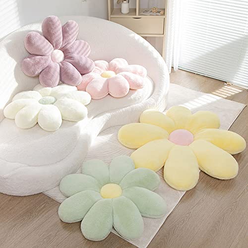 Faux Fur Flower Pillow Super Soft And Cute Floor Pillow Flower Shaped Decorative Throw Pillow Comfortable Seat Cushion Plush Flower Cushion (23.6Inch, Baby Pink) #TOP4
