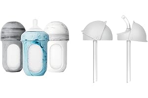 Nursh Silicone Baby Bottle with Conversion Straw Cup Lids