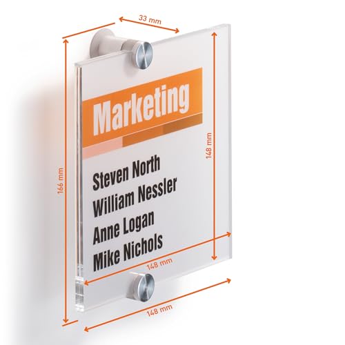 Durable Türschild Crystal Sign, 148 x 148 mm, mit bedruckbarer Folieneinlage, transparent, 482219