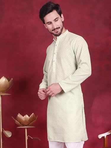 Image of Jompers Men's Regular Fit Georgette Chikankari Embroider Kurtas