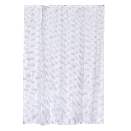 Evideco French Home Goods White Extra Long Shower Curtain Polyester Strass Effect Silver 79" L X 71" W #TOP17