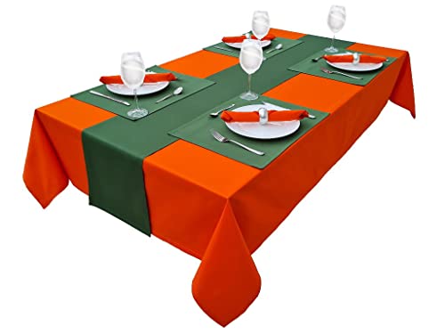 Hochwertige Tischdecke Tischwäsche aus 100% Baumwolle Kollektion Konzept, Farbe & Größe wählbar (Tischdecke - 150x350cm, Orange) – Ansicht 2