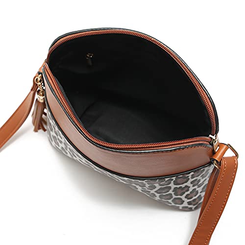 ROUROU Tassel Shoulder Bag for Women Leopard Print Crossbody Bag Large Capacity Satchel Fashion Handbag Purse4