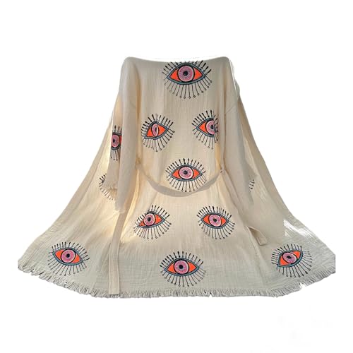 Pinus Evil Eye Kimono Robe Hand Painted, 100% Cotton, Robe, Loungewear, housecoat One Size Fits XS-L2