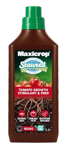 Maxicrop XOTNF61L Organic Tomato Natural Fertiliser, 1L - Organic Tomato Plant Food - for Great Tasting Tomatoes - Added Seaweed Extract for Healthy Plant Growth - Growing Vegetables