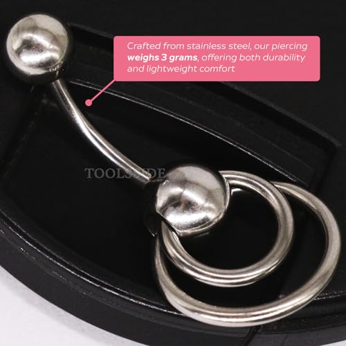TOOLSSIDE Belly Button Ring with Two Rings VCH Piercing Jewelry 14G Stainless Steel Belly Button Piercing Belly Rings for Women Navel Piercing Jewelry4