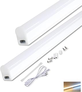 器具一体型LED蛍光灯 40形 直管 120cm T5 5000K 昼白色 3600lm 18W 照明器具 スイッチ付電源コード5m 10W形 20W形 器具一体型 40W形 直管LED 蛍光灯器具セット 天井照明 バーライト ベースライト 120cm 連結コード付き 高温に強い 作業場のランプ、天井、キャビネットのダウンライトに適用し 工事不要【2本入り】 (20W形/2本)