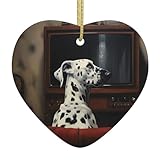 Idéal comme décorations à suspendre pour Noël et autres fêtes, ces pendentifs d'amour en céramique YYHWHJDE Dalmatien regardant la télévision servent de charmants cadeaux pour amis et de récompenses scolaires. Leur apparence durable mais délicate en fait un incontournable pour les travaux manuels festifs et les cadeaux.