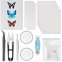 Insect Specimen Tools Kit - EVA Foam Pinning Board, Coordinate Paper, Wings Pressing Paper, Insect Pins, Complete Entomology Kit for Beginners Insect Specimen Tools Kit