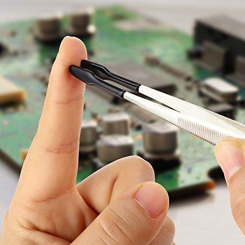 Rubber Tipped Tweezers Pvc Rubber Coated Soft Non Marring Flat Tip Lab Industrial Hobby Craft Tweezers Tools Jewelry Coin Stamp Tweezer Tongs (Black,2 Pieces) #TOP5