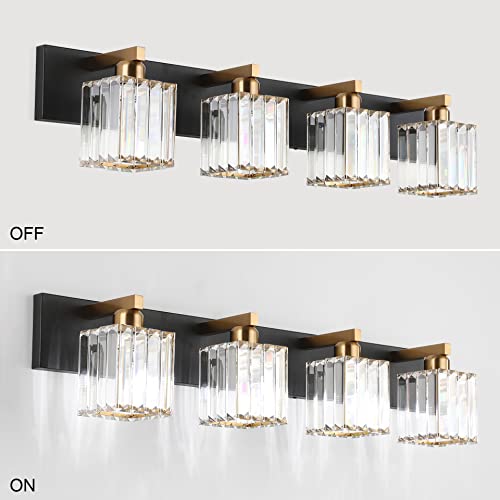 Image of Aipsun Bathroom Vanity Light Fixtures Crystal Vanity Light for Bathroom 4 Light Modern Vanity Lighting (Exclude Bulb)