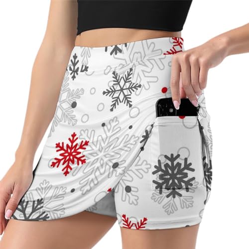 Skort de sport femme Flocon De Neige jupe short athlétique légère avec poche intégrée