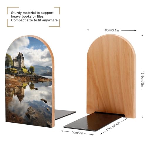 Sujetalibros resistente elegante de madera con diseño de líneas modernas 3