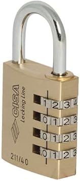 CISA 21190200 Combination Padlock, Brass, 20 mm
