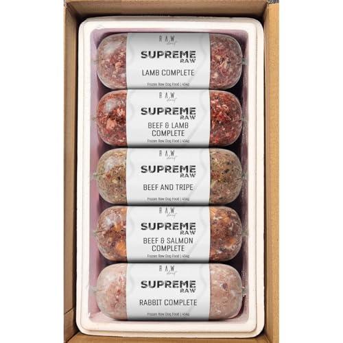 RAW DIRECT Supreme Raw Frozen BARF Dog Food - 454g Rolls - Variety Flavours Box of 10 20 30 Rolls - Premium Natural Barf Diet - High-Protein Grain-Free & Nutrient-Rich (20 NO CHICKEN MIX)