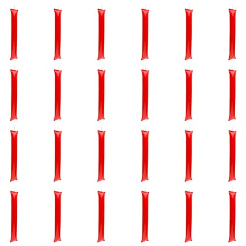 Luckious 24 PCS Thunder Sticks, Thickened Cheer Boom Boom Sticks, Inflatable Plastic Team Spirit Sticks, Inflatable Cheer Sticks for Sporting Events Dance Cheerleaders Dance (Red)