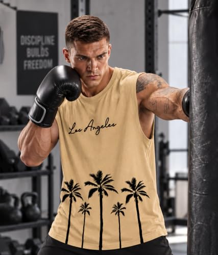 Image of SHODOX Men's 100% Cotton Tank Top | Round Neck Sleeveless Gym Vest | Loose Fit Casual Sportswear T-Shirt | Breathable & Lightweight Fitness Wear for Workout & Active Wear