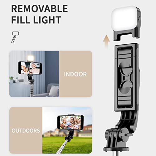 Selfie Stick with Fill Light - Multi-Functional Handheld Mini Tripod,Phone Tripod Stand with 3 Light