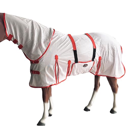Image of HILASON Horse Fly Sheet UV Protect Breathable Mesh Bug Mosquito Spring | Summer Horse Rug | Fly Rug