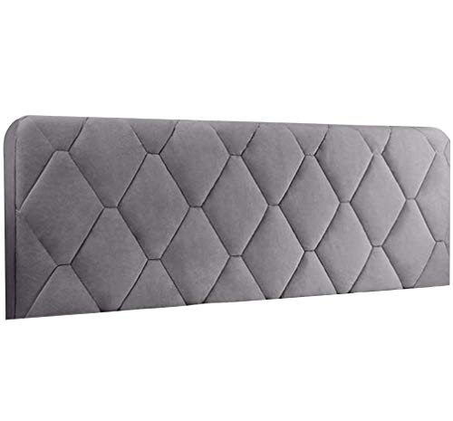 Smingm Boxspringbezug, Bett Kopfteil Husse/Bezug Verdicken Samt Stoff Stepp Einfarbig Staubhülle Husse Elastische All-Inclusive Kopfteilbezug Schlafzimmer Dekor Gray 170cmx73cm Cover