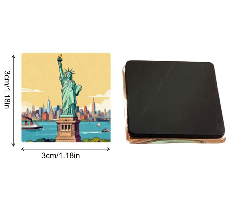 Set de 12 imanes decorativos de hitos mundiales retro miniatura 2