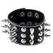 Zysta 40mm Wide Bangle Genuine Leather Studded Punk Rock Gothic Biker Adjustable Cuff Bracelet Wristband