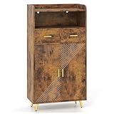 【Diseño Elegante para Múltiples Espacios】El moderno armario de almacenamiento cuenta con una superficie bellamente tallada que complementa cualquier estilo de decoración. Es un complemento ideal no solo para cocinas y comedores, sino también para salas de estar, baños y más.