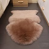 HLONGG Wollimitation Schaffell Teppiche Kunstpelz Teppich Superweicher Schaffell Bereich Teppich Rutschfester Schlafzimmerboden Sofa Wohnzimmer,D
