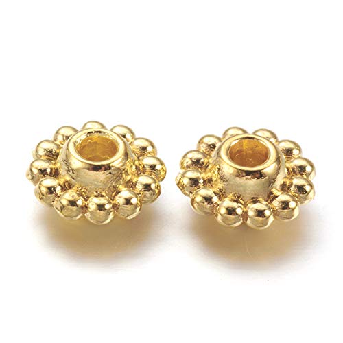 Cheriswelry 100pcs 9mm Golden Flower Tibetan Style Metal Beads Antique