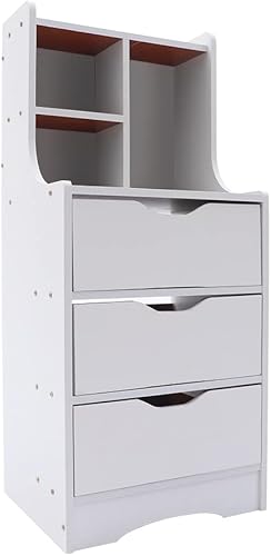 Miniatura 6 de DYRABREST Mini mesita de noche de 12 pulgadas de ancho x 15 pulgadas de largo x 33 pulgadas de alto, organizador de armario de almacenamiento con 3