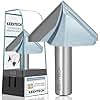 KEENTECH V Groove Router Bit 1/2" Shank, 90-Degree V Bit for Woodworking, Industrial Grade Carbide Router Bit, 2" Diameter x 1-11/64" Cutting Depth
