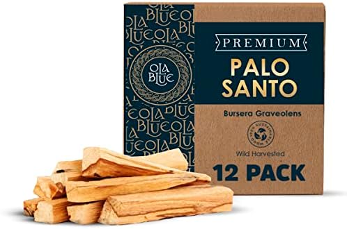 Ola Blue Palo Santo Smudging Sticks (12 Pack) from Peru Premium High-Resin Hand Picked Palo Santo Sticks - Ethically Wild Harvested Sacred Smudging Sticks Sustainable Packaging