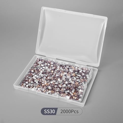Image of 2000PCS Golden Shadow Rhinestones Bulk, Flat Back Crystal Glass Stone Round Gems,SS30, 6.4-6.6mm