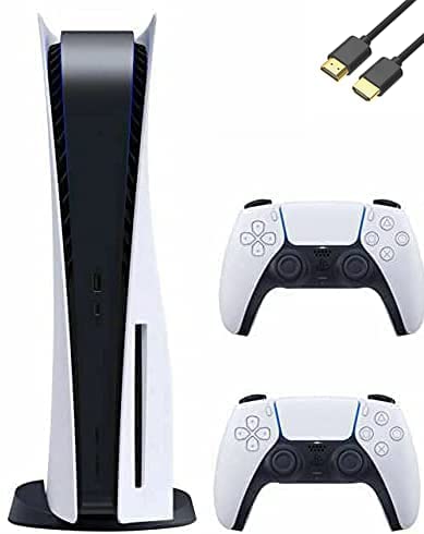 Playstation 5 Disc Version PS5 Console - Additional Controller, 4K-TV Gaming, 16GB GDDR6 RAM, 8K Output, WiFi 6. Ultra-High Speed 825GB SSD with U Deal HDMI (Renewed)